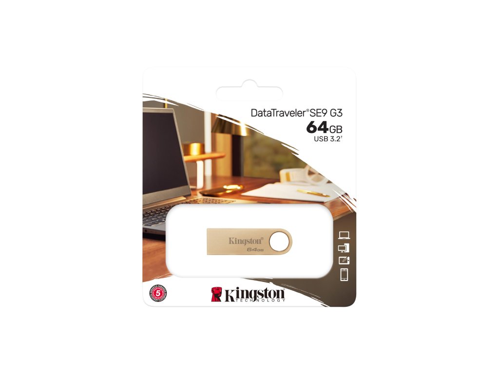Kingston 64GB 220MB/s Metal USB 3.2 Gen 1 DataTraveler SE9 G3, EAN: 740617341270-5
